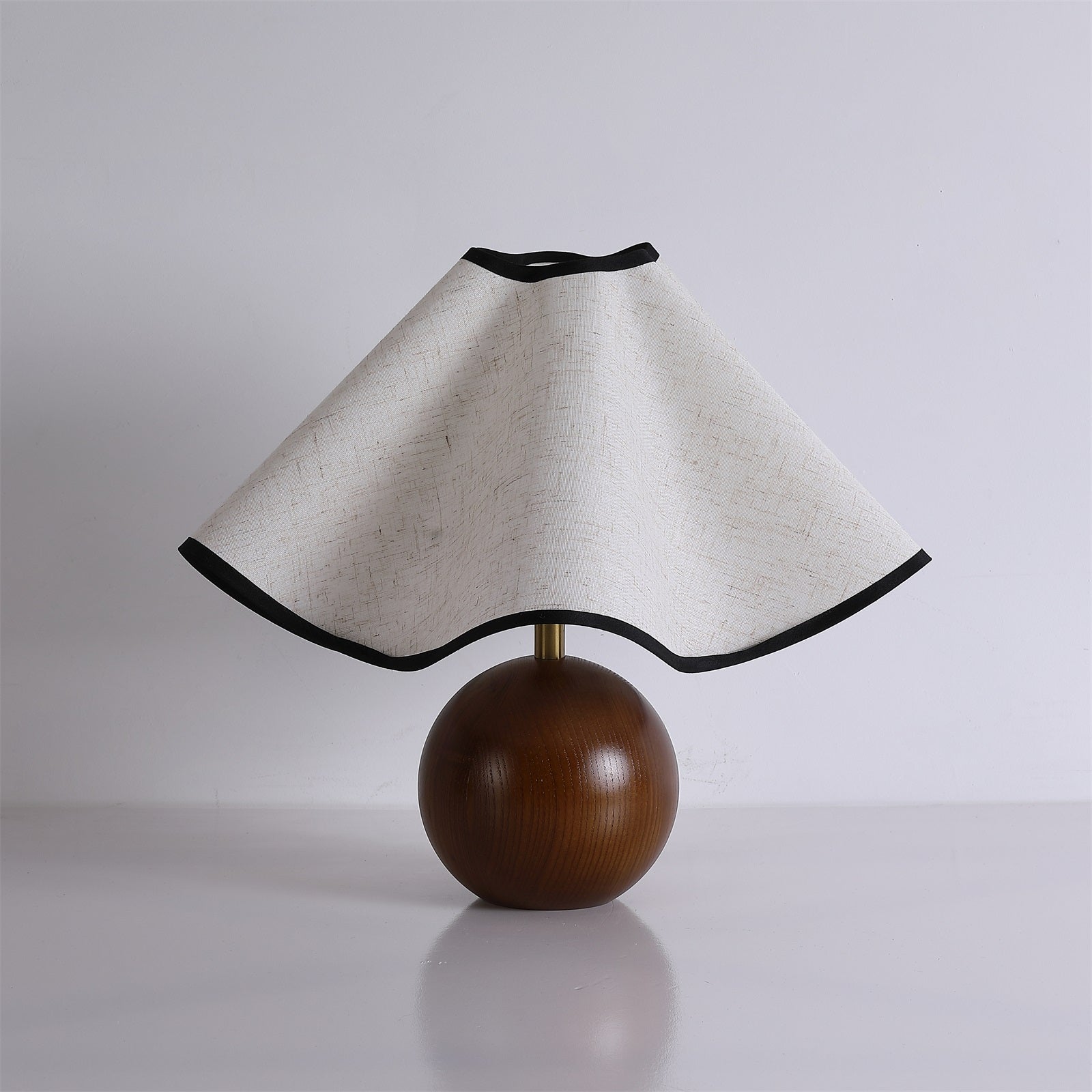 Table Lamp Wood 11.8 in (30.0 cm) Fabric Shade Indoor Desk Bedside Nightstand Light | Thomler