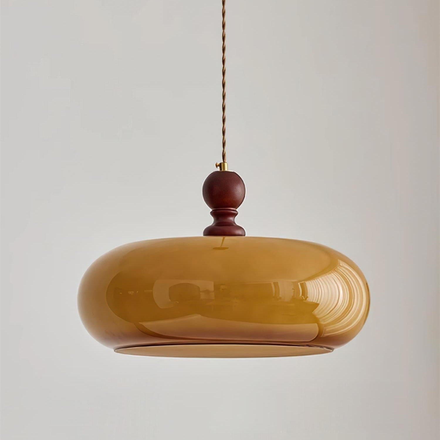 Pendant Light Glass Dome 15.7 in Walnut Brown Dining Room Kitchen Island Hanging Ceiling Lamp | Thomler