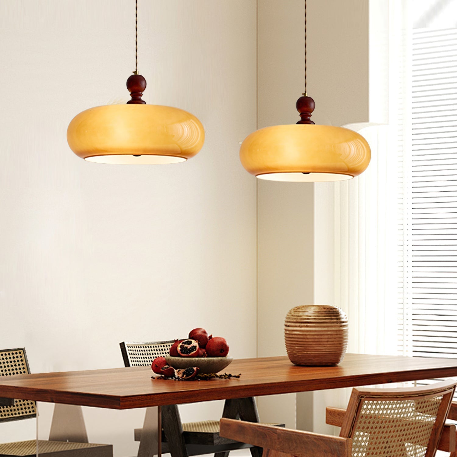 Pendant Light Glass Dome 15.7 in Walnut Brown Dining Room Kitchen Island Hanging Ceiling Lamp | Thomler
