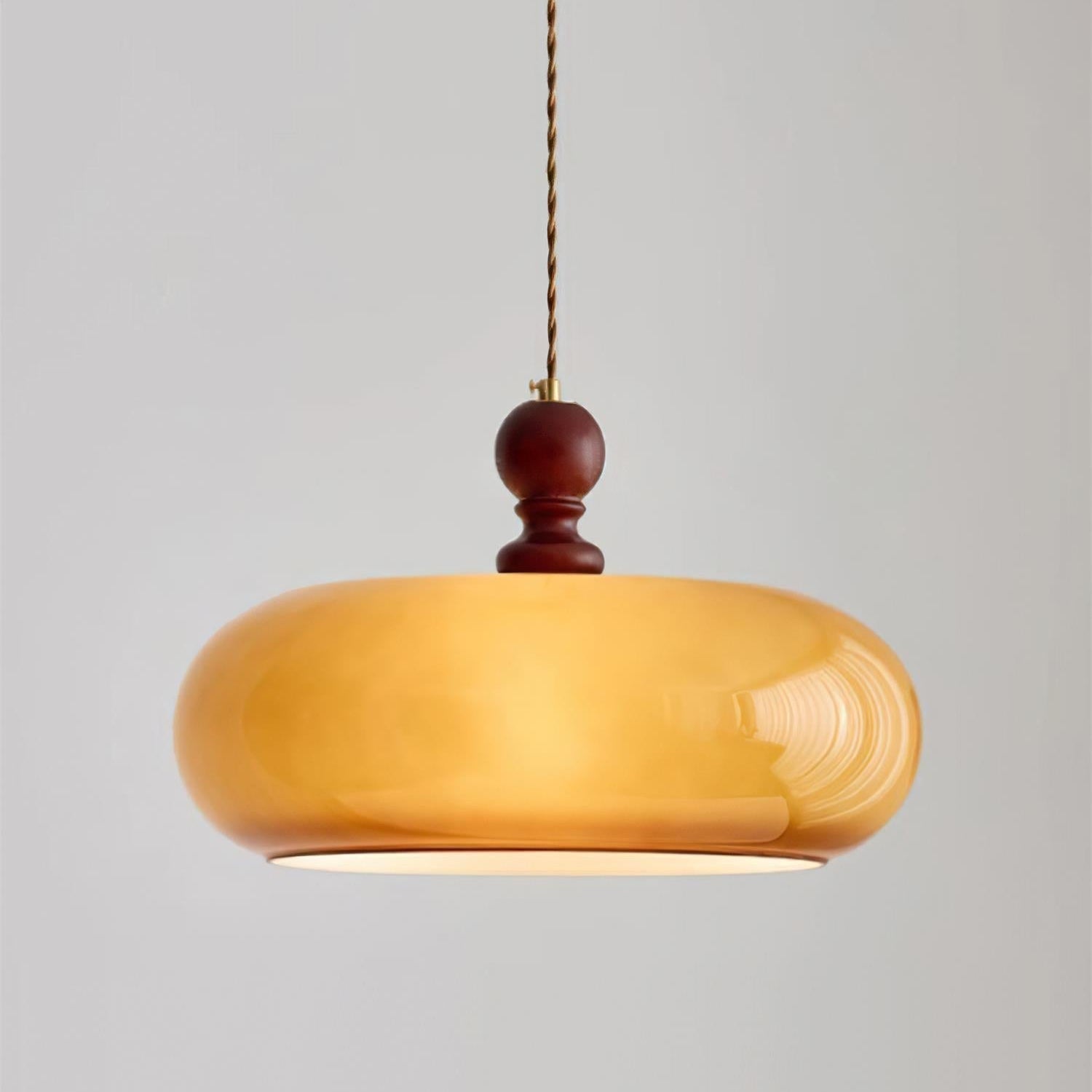 Pendant Light Glass Dome 15.7 in Walnut Brown Dining Room Kitchen Island Hanging Ceiling Lamp | Thomler
