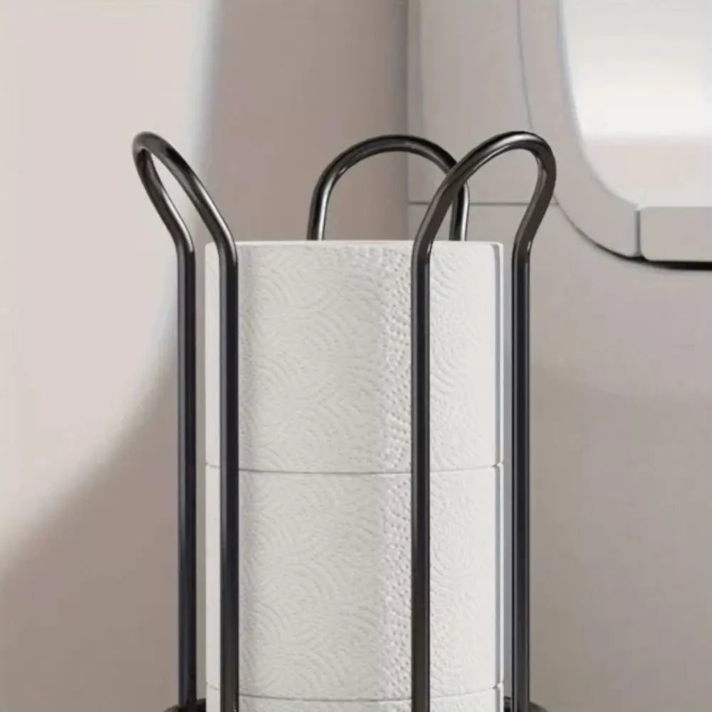 Freestanding Toilet Paper Holder Stand – Vertical Chrome Bathroom Storage Organizer for Spare Rolls | Modern Space-Saving Design | Thomler