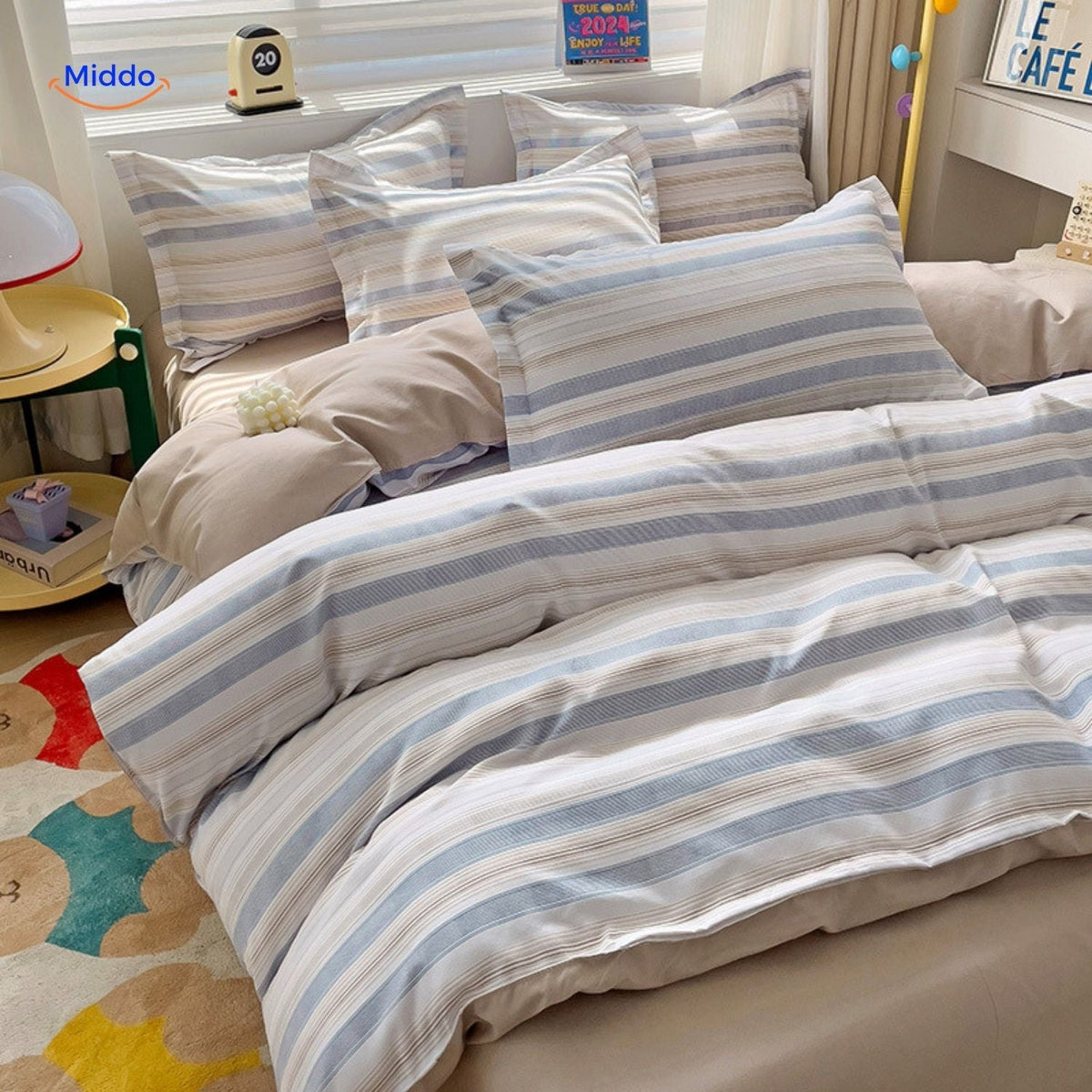 Pure Cotton 4-Piece Bedding Set for Mom & Baby – Soft, Breathable & Hypoallergenic | Thomler