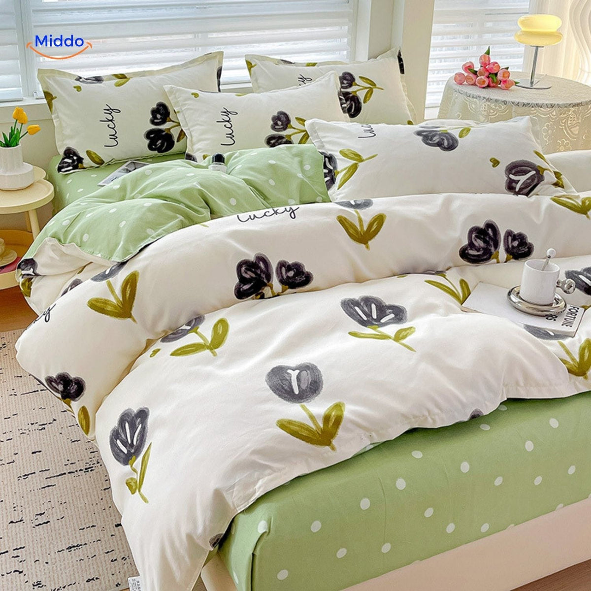 Pure Cotton 4-Piece Bedding Set for Mom & Baby – Soft, Breathable & Hypoallergenic | Thomler