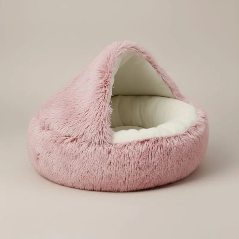 Pet Bed Plush Shelter Style Cosy Sleeping Cave For Small Dogs Cats Calming Enclosed Nest Indoor Resting Space | Thomler