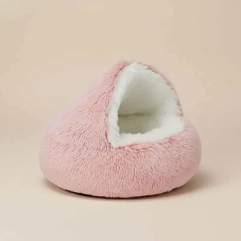 Pet Bed Plush Shelter Style Cosy Sleeping Cave For Small Dogs Cats Calming Enclosed Nest Indoor Resting Space | Thomler