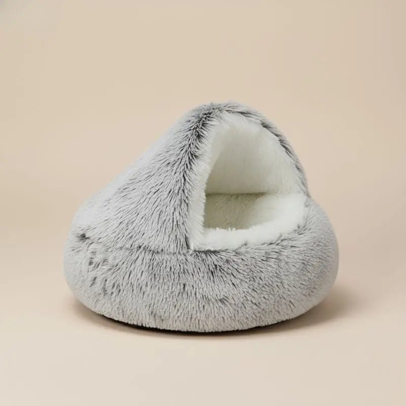 Pet Bed Plush Shelter Style Cosy Sleeping Cave For Small Dogs Cats Calming Enclosed Nest Indoor Resting Space | Thomler