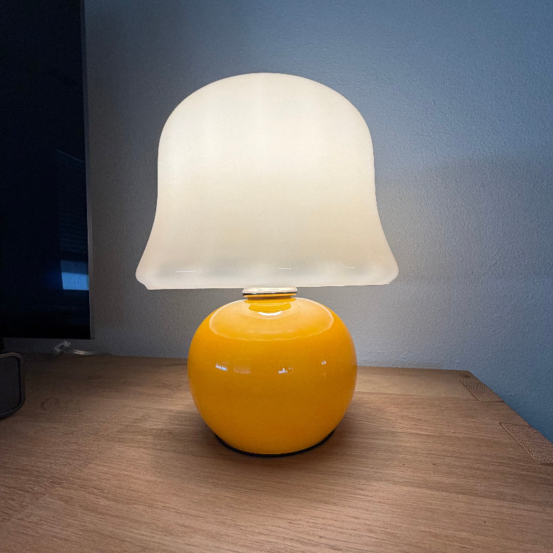 Table Lamp Enamel Glass 11.4 in Beige Indoor Decorative Bedroom Living Room Accent Light | Thomler