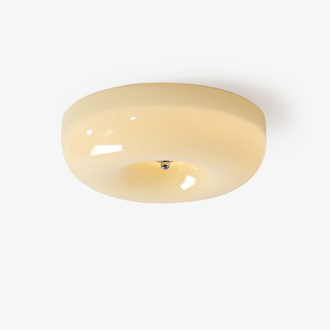Ceiling Light Glass 15.7 in Cream Indoor Ambient Lighting Round Flush Mount Lamp | Thomler