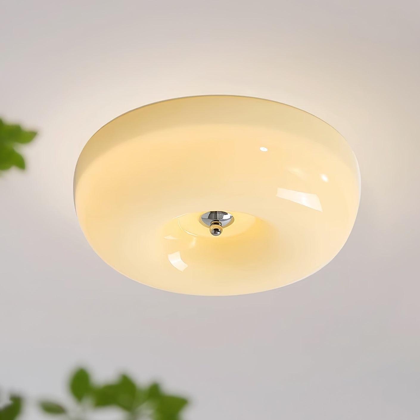 Swirled Glass Flush Mount Ceiling Light with Integrated LED – Chrome Finish – Dimmable Warm White – Modern Ceiling Lamp for Bedroom Living | Thomler