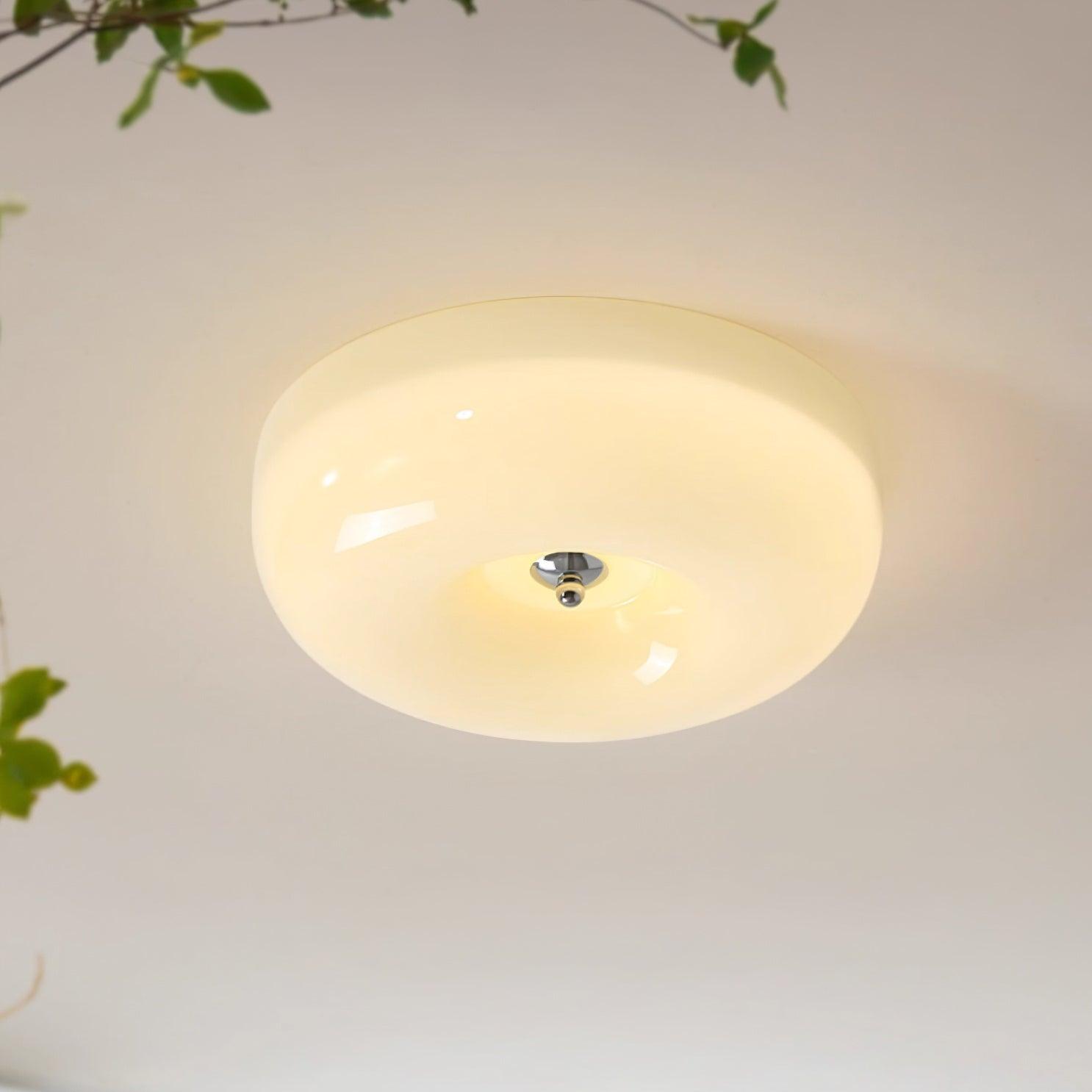 Swirled Glass Flush Mount Ceiling Light with Integrated LED – Chrome Finish – Dimmable Warm White – Modern Ceiling Lamp for Bedroom Living | Thomler