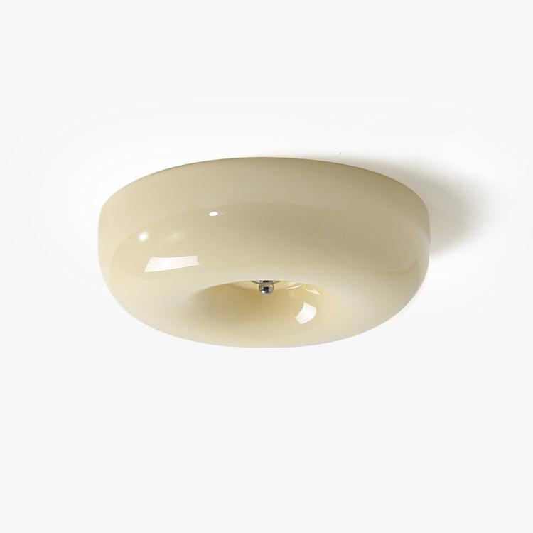 Ceiling Light Glass 15.7 in Cream Indoor Ambient Lighting Round Flush Mount Lamp | Thomler