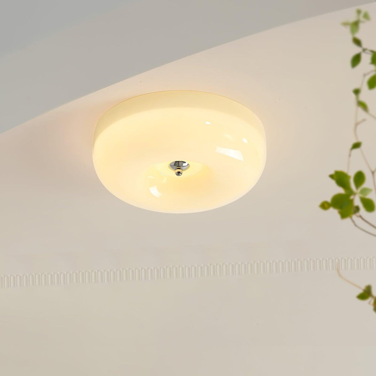 Swirled Glass Flush Mount Ceiling Light with Integrated LED – Chrome Finish – Dimmable Warm White – Modern Ceiling Lamp for Bedroom Living | Thomler