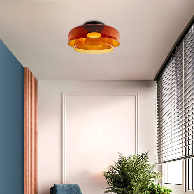 Layered Glass Ceiling Light Modern Multi-Tier Flush Mount Fixture with LED Hardwired for Kitchen Dining Room Bedroom Living Room | Thomler