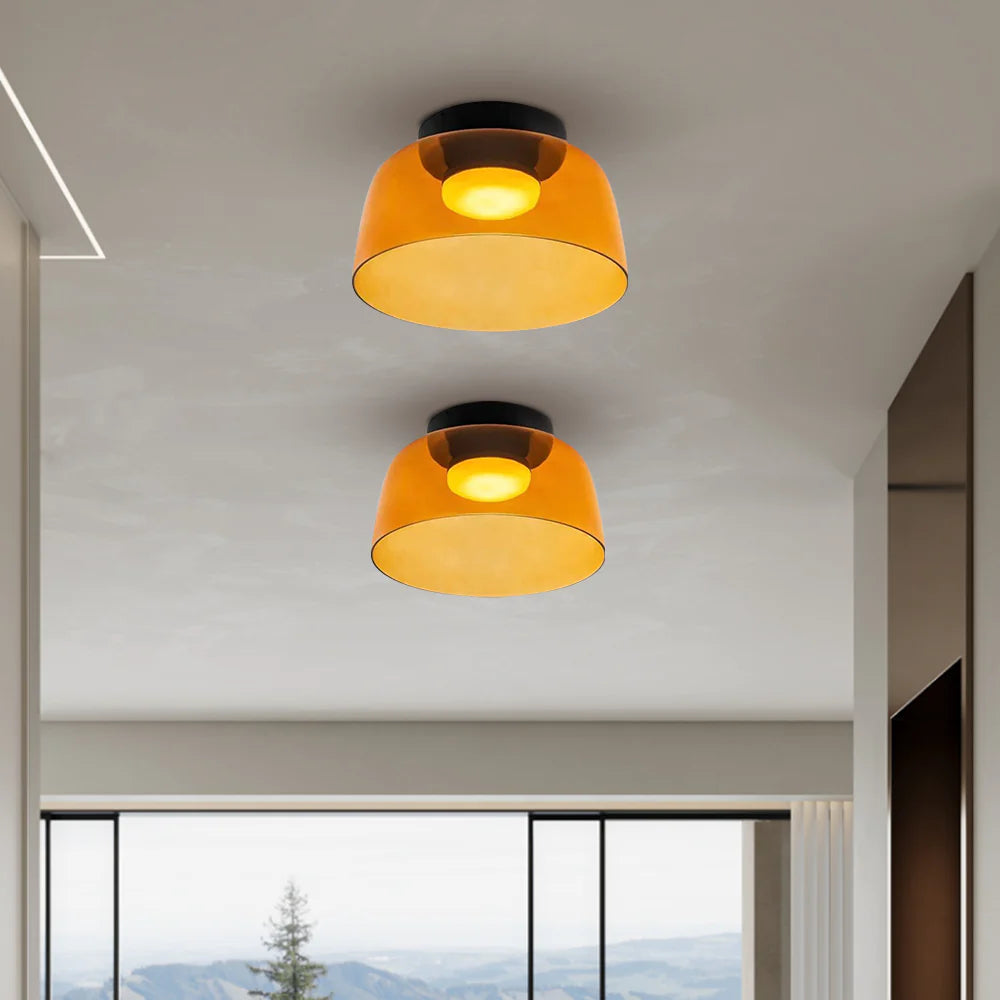 Layered Glass Ceiling Light Modern Multi-Tier Flush Mount Fixture with LED Hardwired for Kitchen Dining Room Bedroom Living Room | Thomler