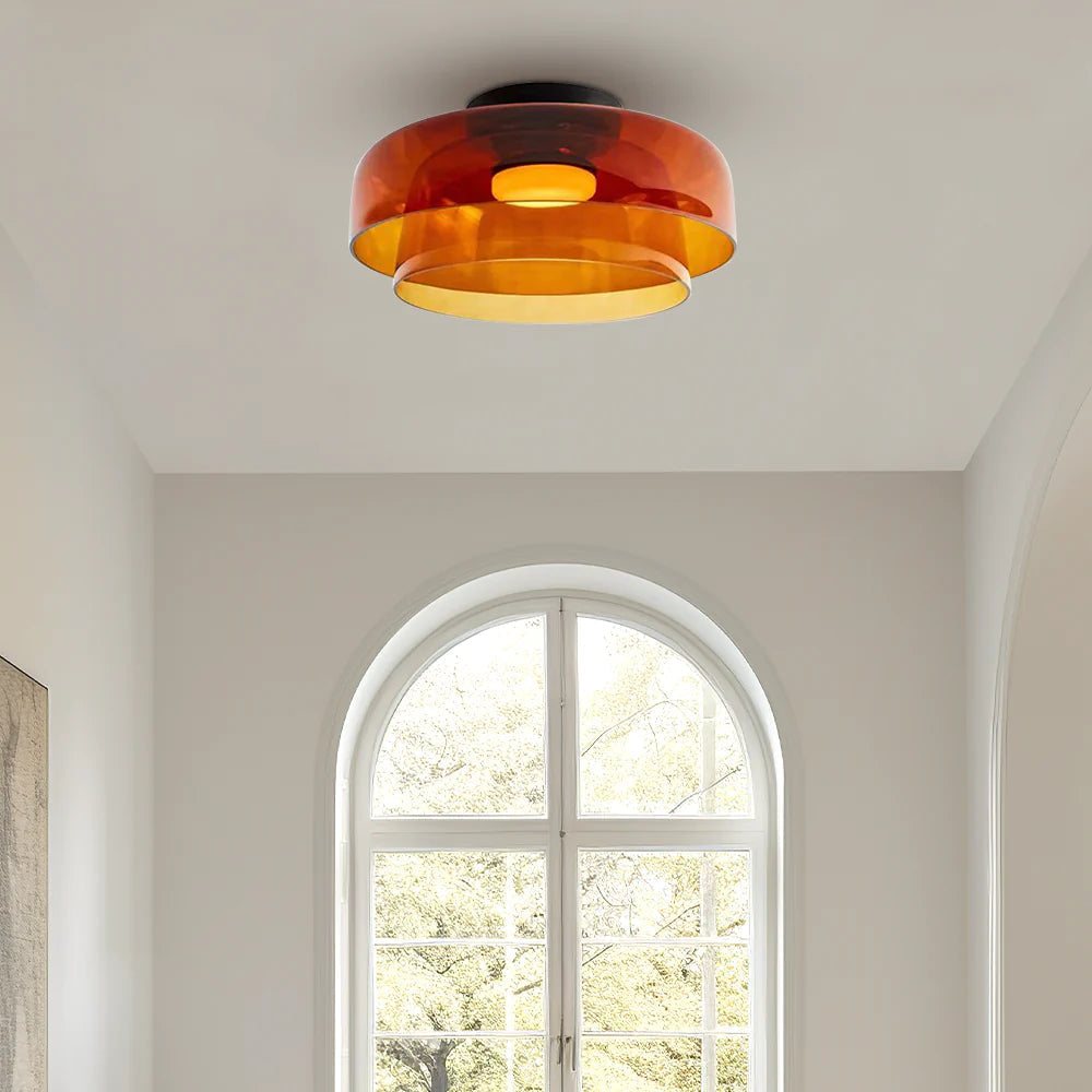 Layered Glass Ceiling Light Modern Multi-Tier Flush Mount Fixture with LED Hardwired for Kitchen Dining Room Bedroom Living Room | Thomler