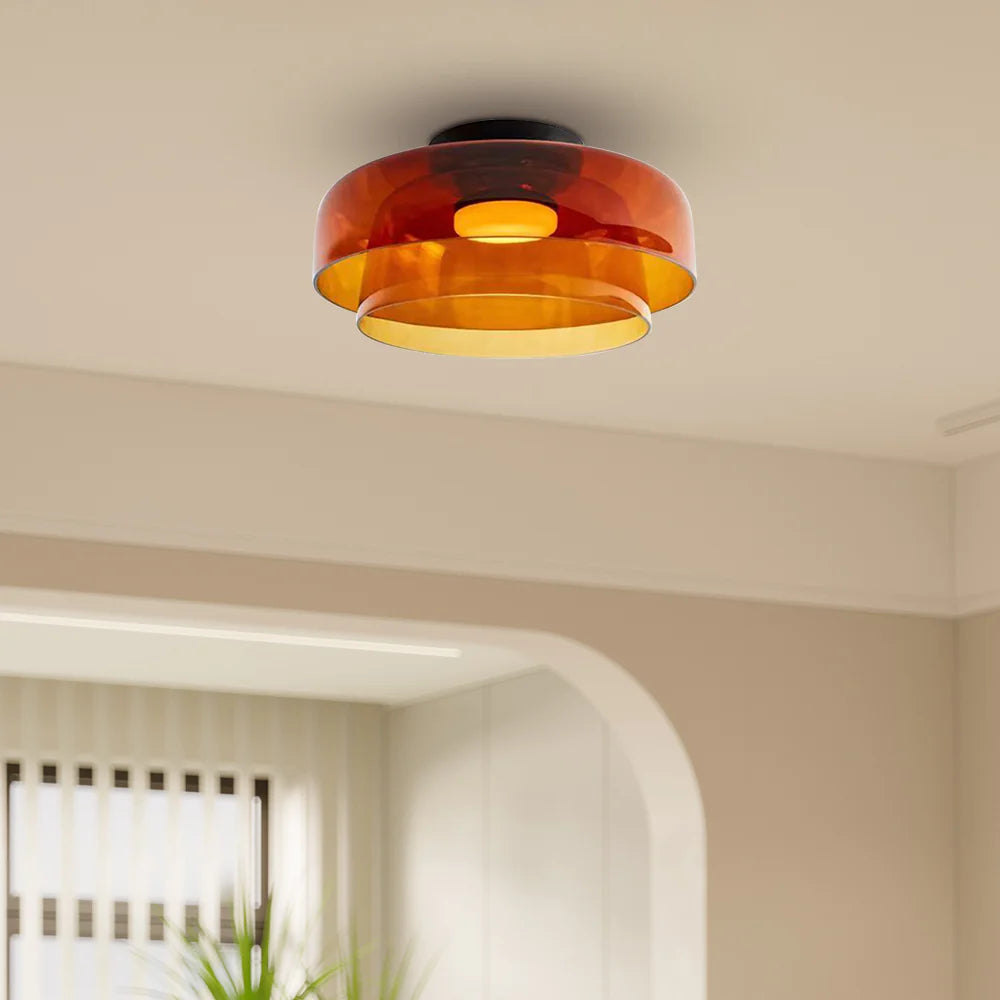 Layered Glass Ceiling Light Modern Multi-Tier Flush Mount Fixture with LED Hardwired for Kitchen Dining Room Bedroom Living Room | Thomler