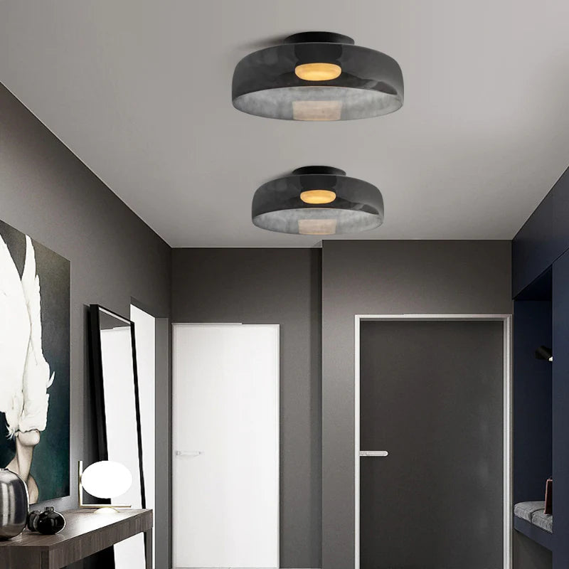 Layered Glass Ceiling Light Modern Multi-Tier Flush Mount Fixture with LED Hardwired for Kitchen Dining Room Bedroom Living Room | Thomler