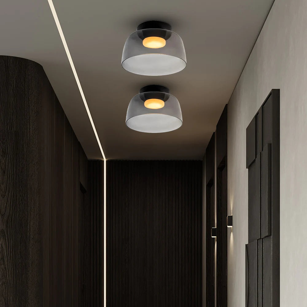 Layered Glass Ceiling Light Modern Multi-Tier Flush Mount Fixture with LED Hardwired for Kitchen Dining Room Bedroom Living Room | Thomler