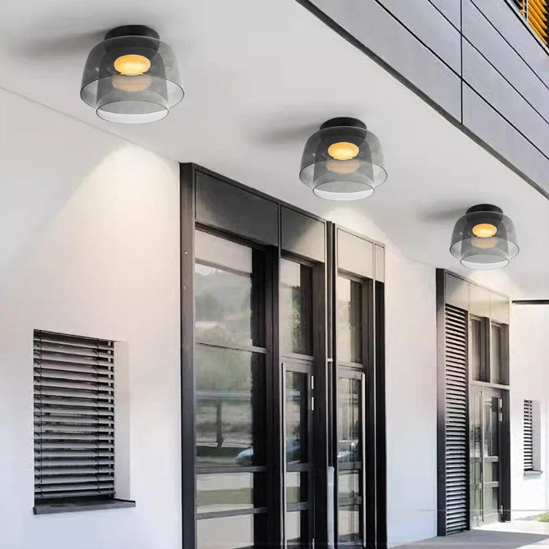 Layered Glass Ceiling Light Modern Multi-Tier Flush Mount Fixture with LED Hardwired for Kitchen Dining Room Bedroom Living Room | Thomler
