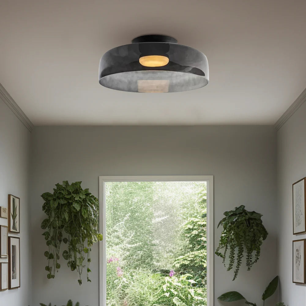 Layered Glass Ceiling Light Modern Multi-Tier Flush Mount Fixture with LED Hardwired for Kitchen Dining Room Bedroom Living Room | Thomler