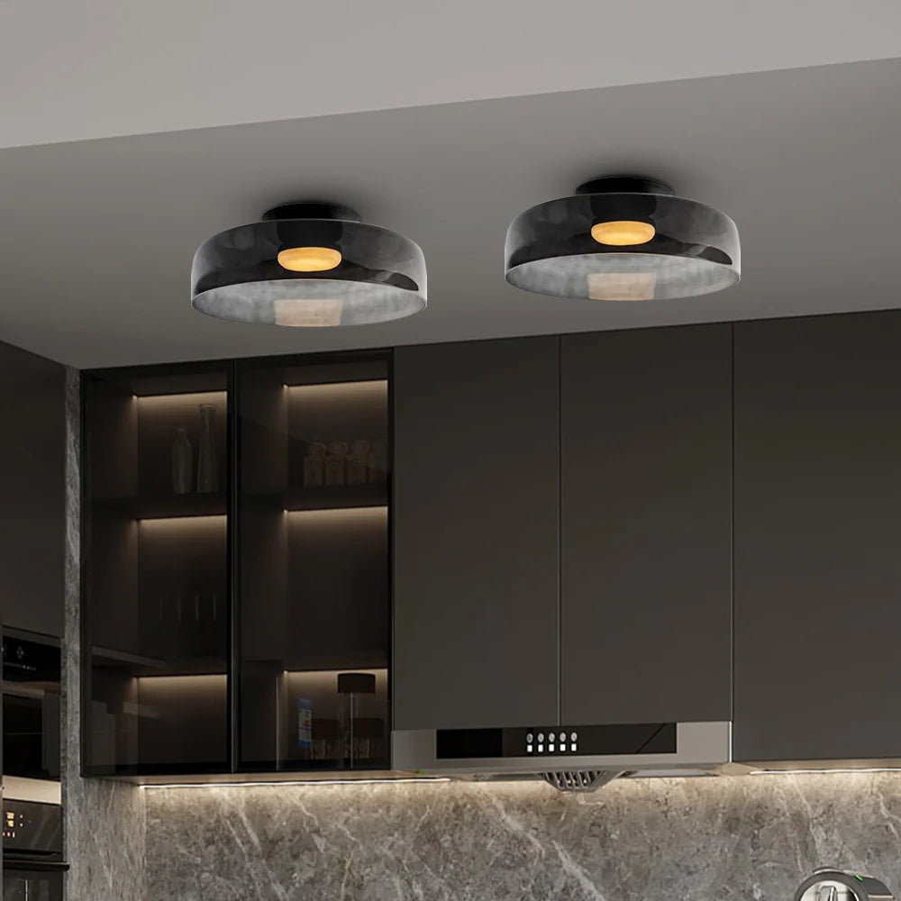 Layered Glass Ceiling Light Modern Multi-Tier Flush Mount Fixture with LED Hardwired for Kitchen Dining Room Bedroom Living Room | Thomler