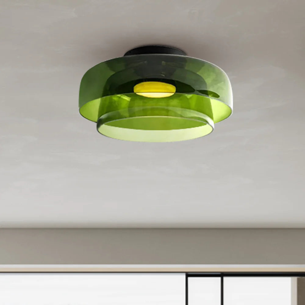 Layered Glass Ceiling Light Modern Multi-Tier Flush Mount Fixture with LED Hardwired for Kitchen Dining Room Bedroom Living Room | Thomler