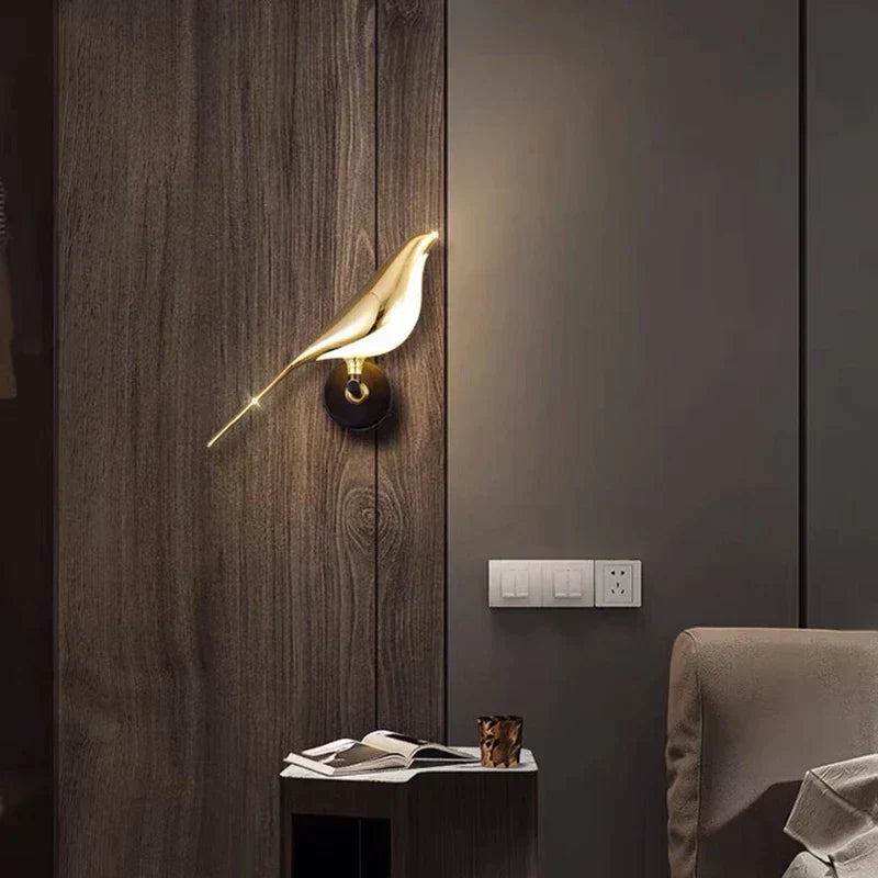Wall Lamp Metal LED 38.0 cm Gold Living Room Bedroom Bird Design Adjustable Magnetic Accent Light | Thomler