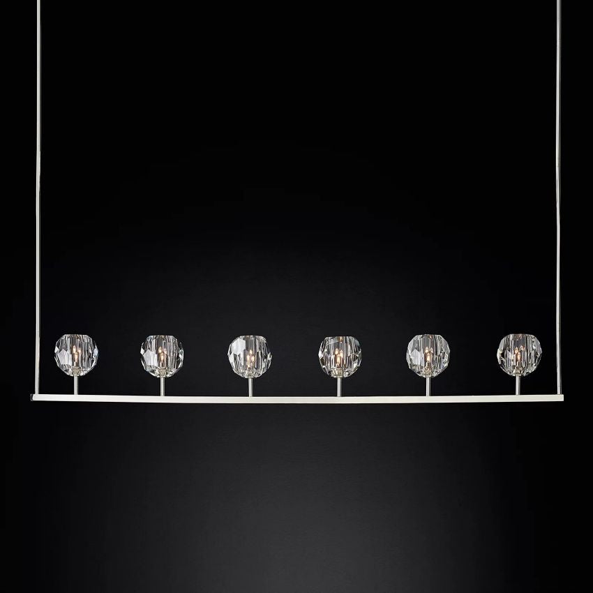 Linear Crystal Chandelier Brass & Glass LED Dining Room Statement Lighting Fixture Contemporary for Kitchen Island | Thomler