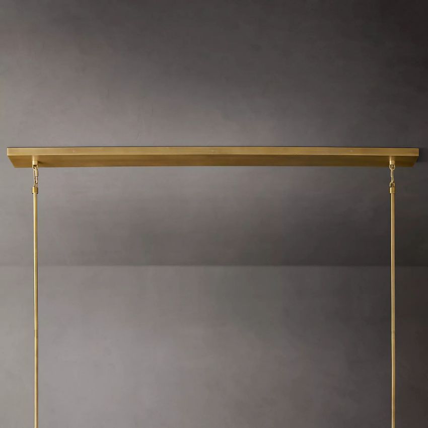 Linear Crystal Chandelier Brass & Glass LED Dining Room Statement Lighting Fixture Contemporary for Kitchen Island | Thomler
