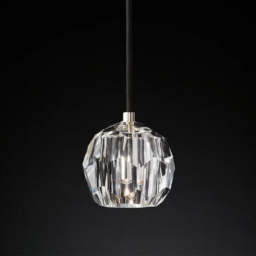 Crystal Globe Pendant Light Fixture with Brass Frame for Dining Room Kitchen Island Modern Single Bulb Hanging Ceiling Lamp Adjustable | Thomler