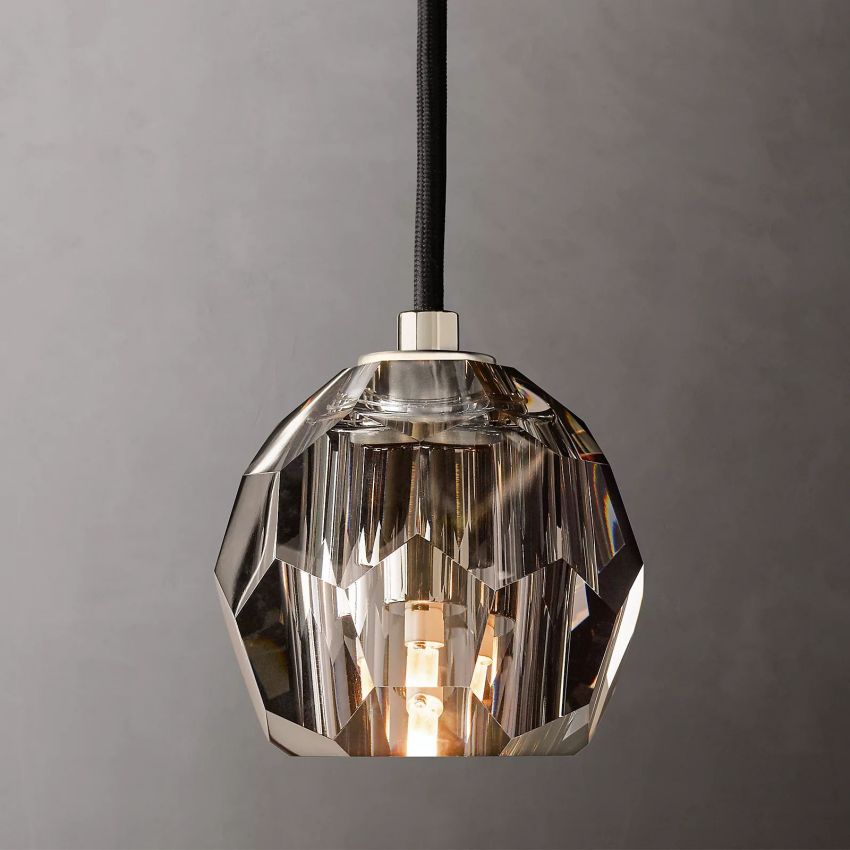 Crystal Globe Pendant Light Fixture with Brass Frame for Dining Room Kitchen Island Modern Single Bulb Hanging Ceiling Lamp Adjustable | Thomler