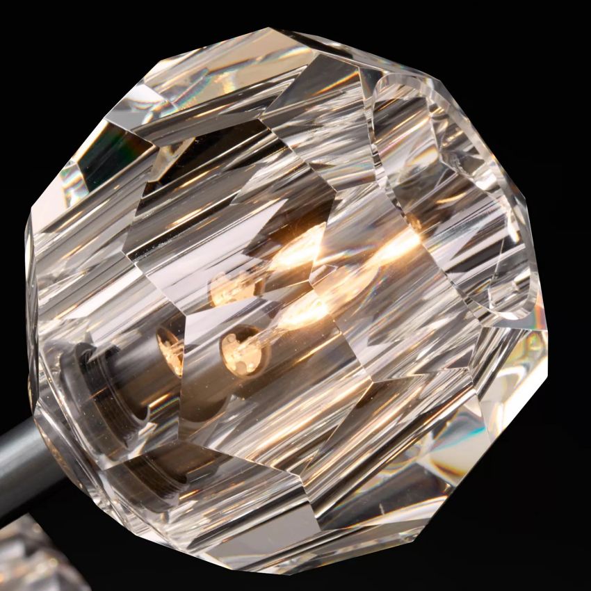 Crystal Globe Pendant Light Fixture with Brass Frame for Dining Room Kitchen Island Modern Single Bulb Hanging Ceiling Lamp Adjustable | Thomler
