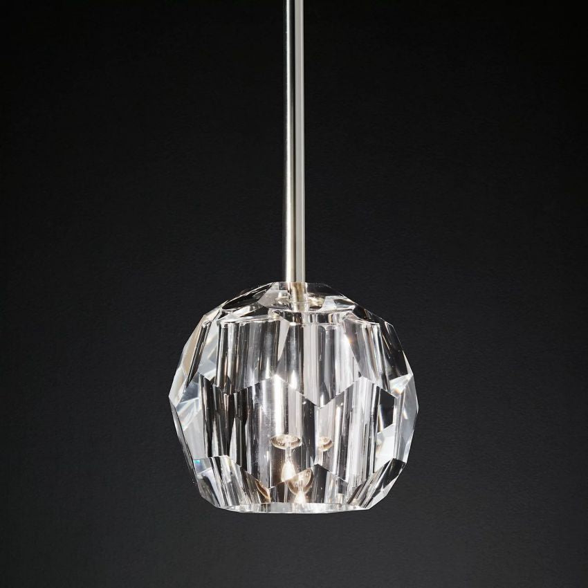 Crystal Globe Pendant Light Fixture with Brass Frame for Dining Room Kitchen Island Modern Single Bulb Hanging Ceiling Lamp Adjustable | Thomler