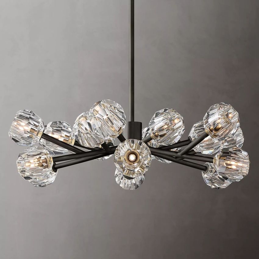 Spherical Crystal Chandelier with Brass Frame 24-72 Inch Modern Orb Light Fixture for Dining Room & Foyer | Thomler