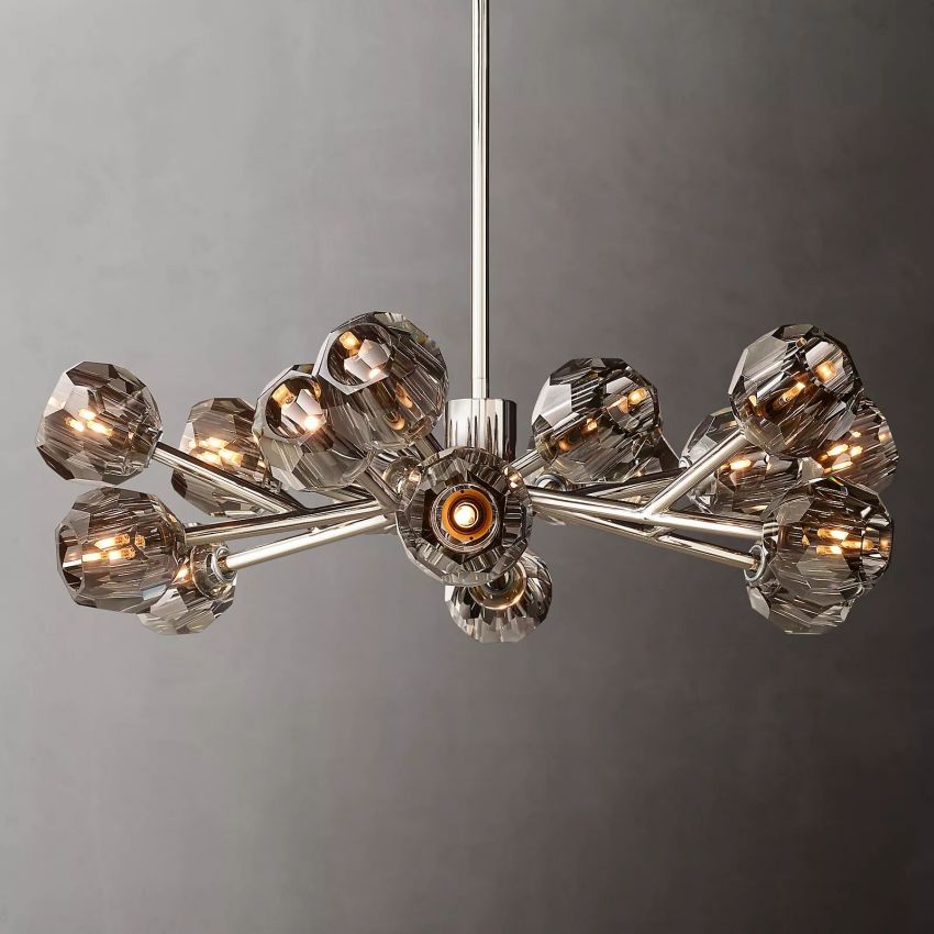Spherical Crystal Chandelier with Brass Frame 24-72 Inch Modern Orb Light Fixture for Dining Room & Foyer | Thomler
