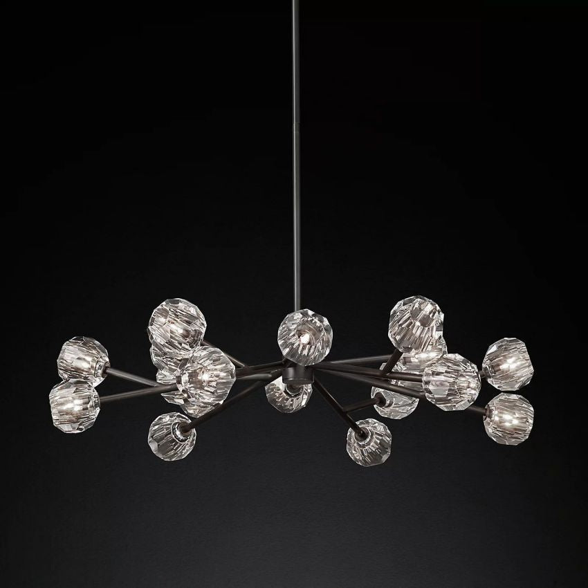 Spherical Crystal Chandelier with Brass Frame 24-72 Inch Modern Orb Light Fixture for Dining Room & Foyer | Thomler