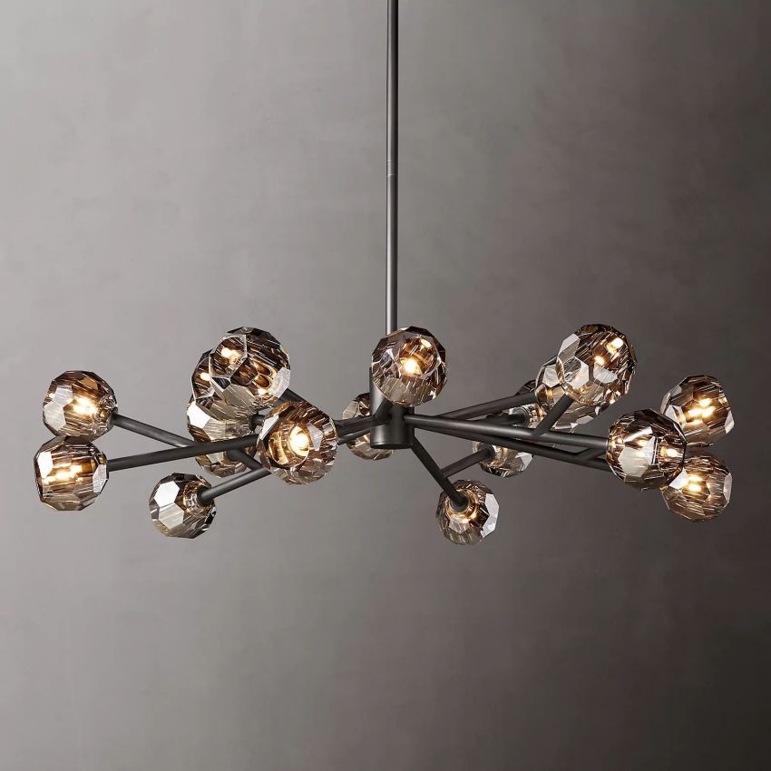 Spherical Crystal Chandelier with Brass Frame 24-72 Inch Modern Orb Light Fixture for Dining Room & Foyer | Thomler