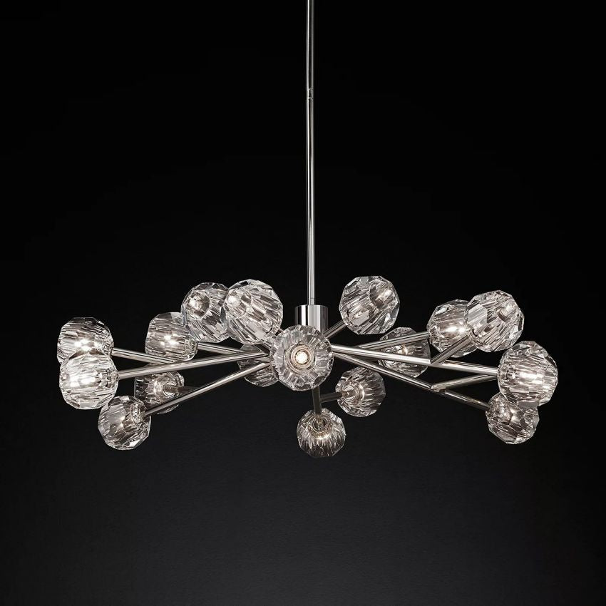 Spherical Crystal Chandelier with Brass Frame 24-72 Inch Modern Orb Light Fixture for Dining Room & Foyer | Thomler