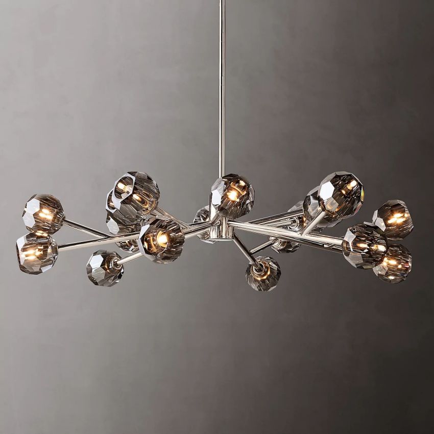 Spherical Crystal Chandelier with Brass Frame 24-72 Inch Modern Orb Light Fixture for Dining Room & Foyer | Thomler
