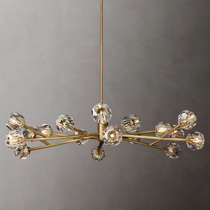 Spherical Crystal Chandelier with Brass Frame 24-72 Inch Modern Orb Light Fixture for Dining Room & Foyer | Thomler