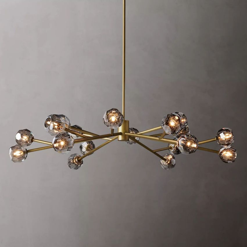 Spherical Crystal Chandelier with Brass Frame 24-72 Inch Modern Orb Light Fixture for Dining Room & Foyer | Thomler