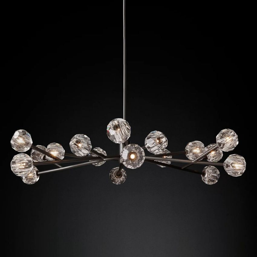 Spherical Crystal Chandelier with Brass Frame 24-72 Inch Modern Orb Light Fixture for Dining Room & Foyer | Thomler