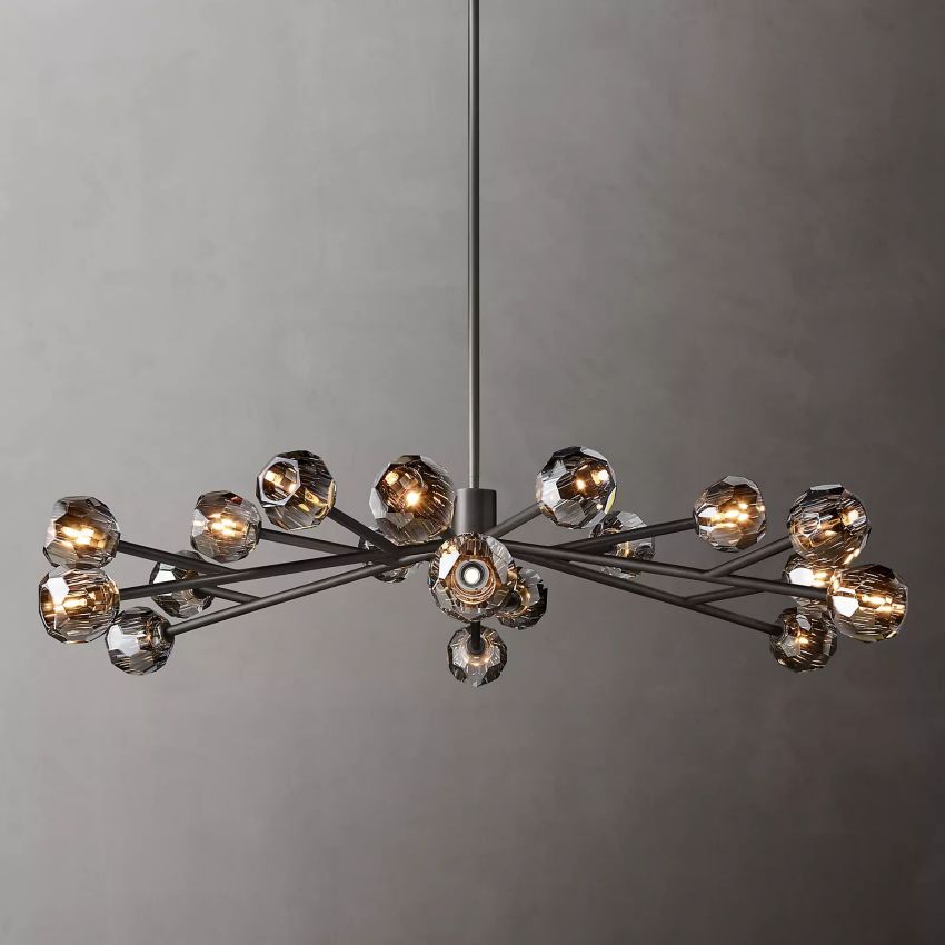 Spherical Crystal Chandelier with Brass Frame 24-72 Inch Modern Orb Light Fixture for Dining Room & Foyer | Thomler
