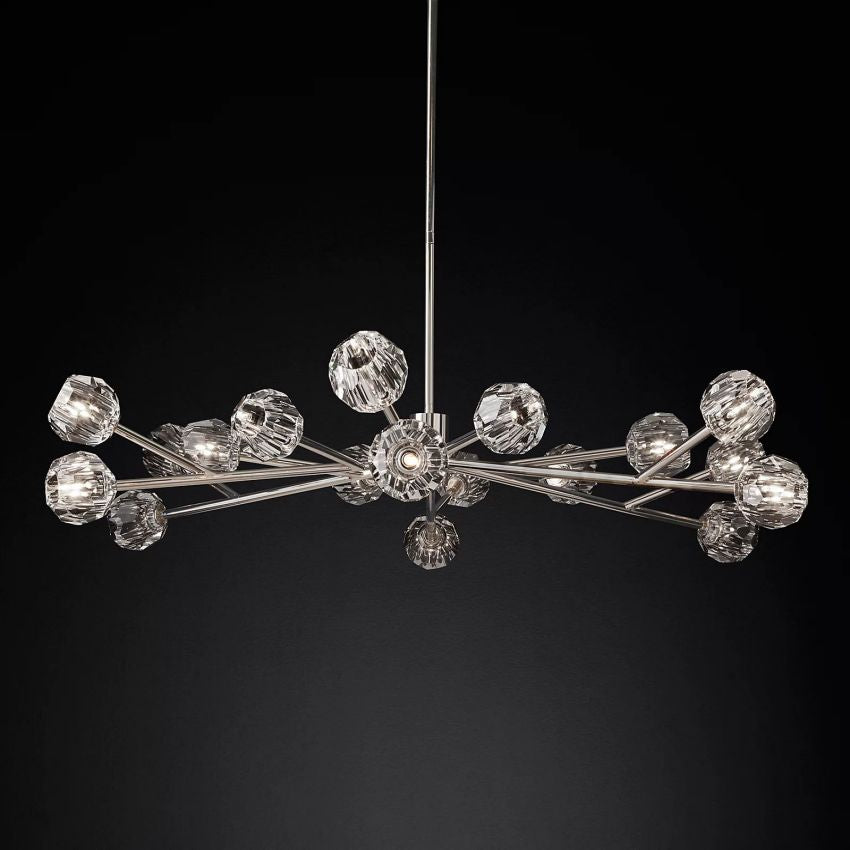 Spherical Crystal Chandelier with Brass Frame 24-72 Inch Modern Orb Light Fixture for Dining Room & Foyer | Thomler