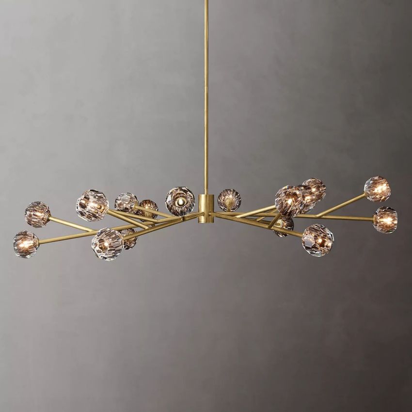 Spherical Crystal Chandelier with Brass Frame 24-72 Inch Modern Orb Light Fixture for Dining Room & Foyer | Thomler
