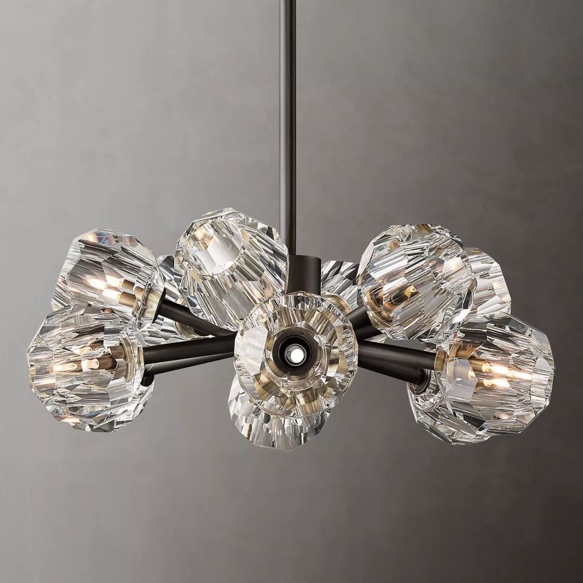 Spherical Crystal Chandelier with Brass Frame 24-72 Inch Modern Orb Light Fixture for Dining Room & Foyer | Thomler
