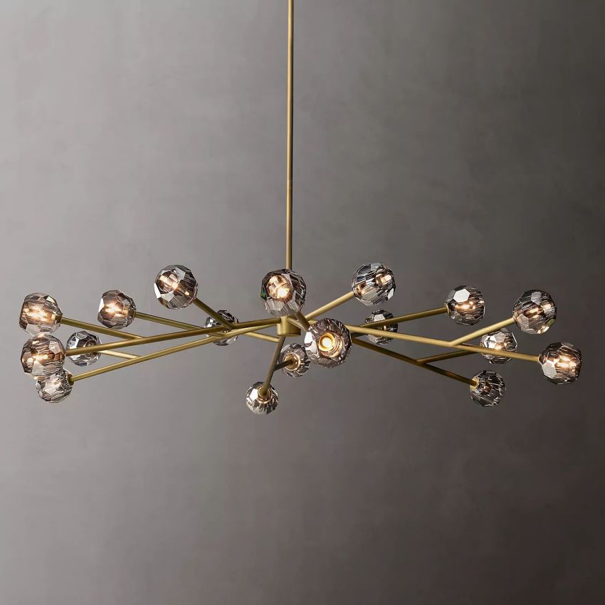 Spherical Crystal Chandelier with Brass Frame 24-72 Inch Modern Orb Light Fixture for Dining Room & Foyer | Thomler
