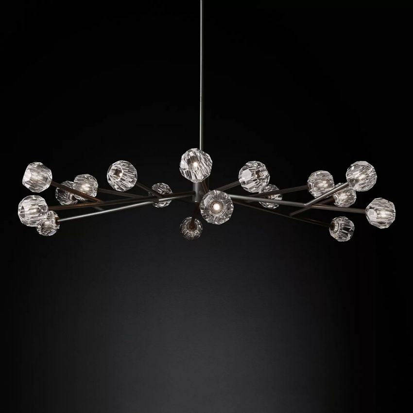 Spherical Crystal Chandelier with Brass Frame 24-72 Inch Modern Orb Light Fixture for Dining Room & Foyer | Thomler