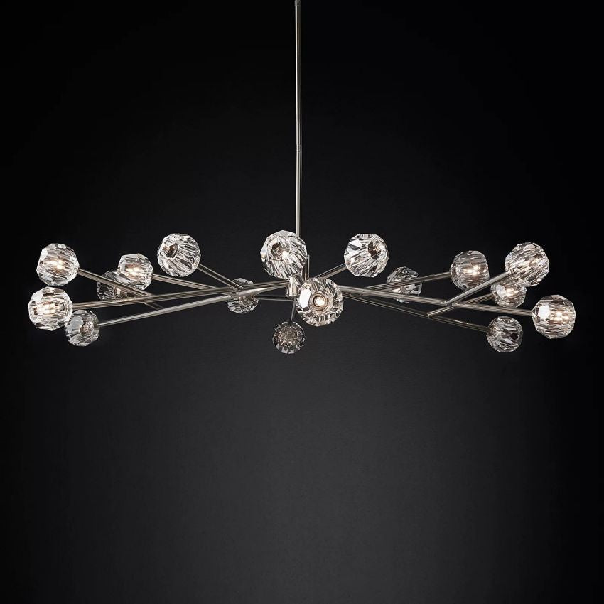 Spherical Crystal Chandelier with Brass Frame 24-72 Inch Modern Orb Light Fixture for Dining Room & Foyer | Thomler
