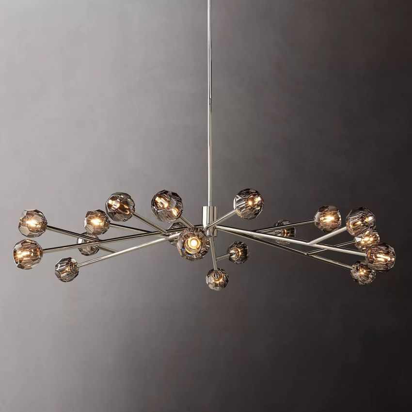 Spherical Crystal Chandelier with Brass Frame 24-72 Inch Modern Orb Light Fixture for Dining Room & Foyer | Thomler